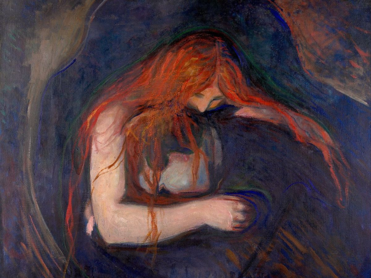 "Love and Pain" (also known as "Vampire") by Edvard Munch (1895)