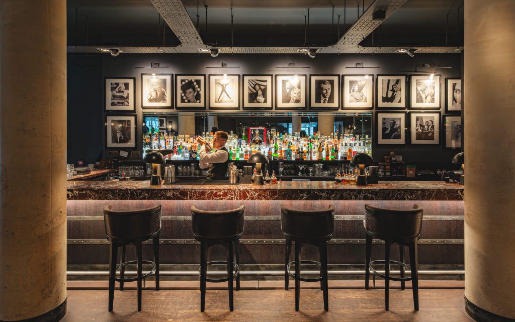 dakota hotel, cocktail making, bar, man