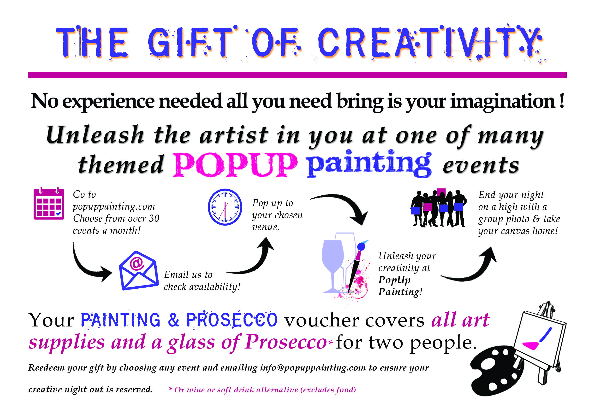 painting and prosecco for two popup painting gift voucher