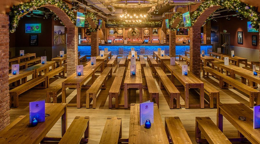 long bench seating bavarian beer house