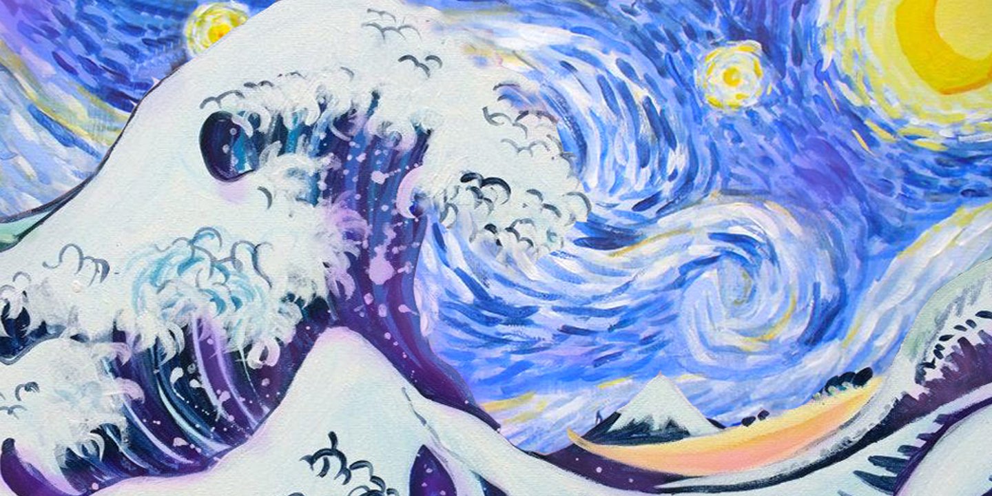 great wave and a yellow boat
