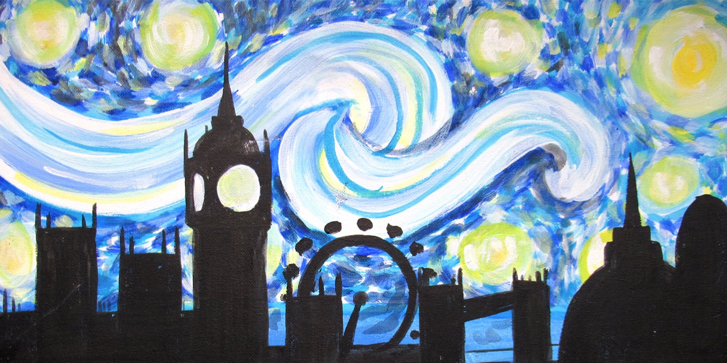 london skyline, big ben, st pauls, starry night