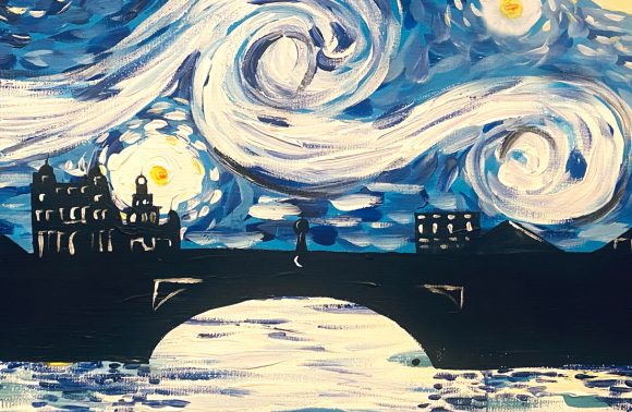 york skyline starry night
