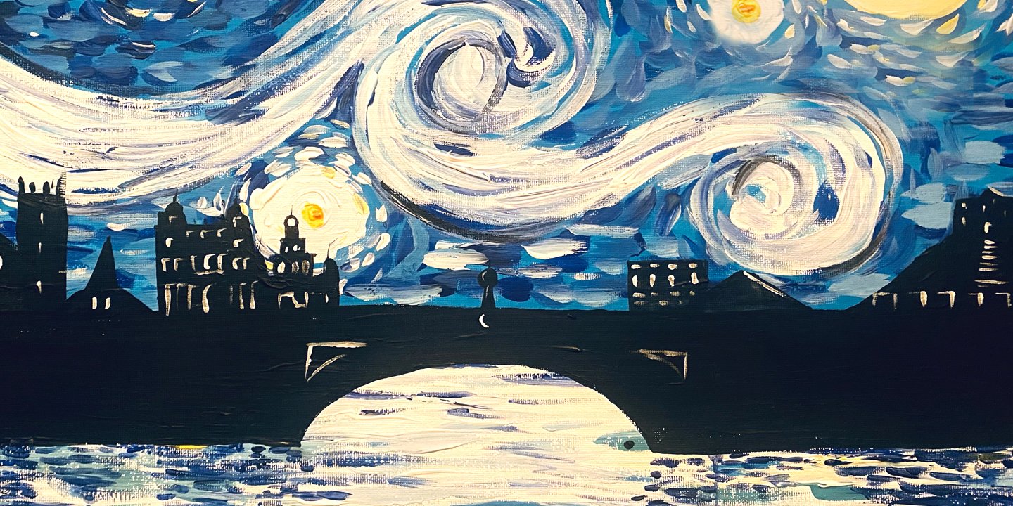 york skyline starry night