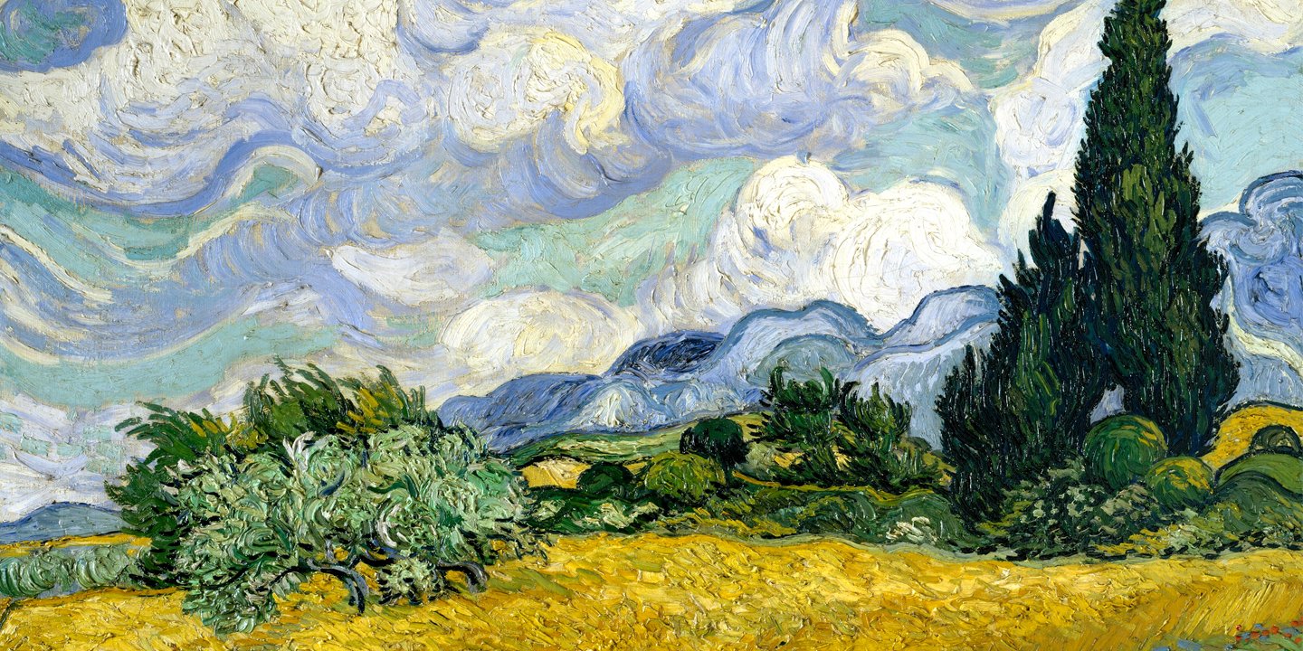 Wheatfield with cypresses, van gogh